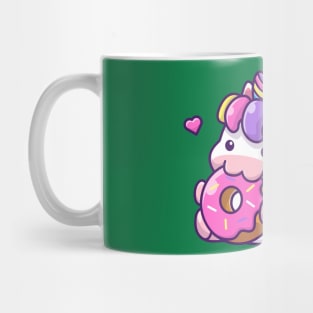 Cute Unicorn Eating Doughnut Cartoon Mug